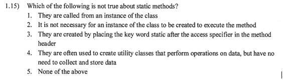Solved 1.15) Which of the following is not true about static | Chegg.com