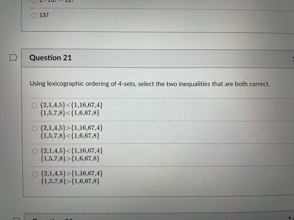 Solved 13! Question 21 Using lexicographic ordering of | Chegg.com