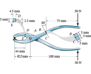 Solved The pliers are made from two steel parts pinned | Chegg.com