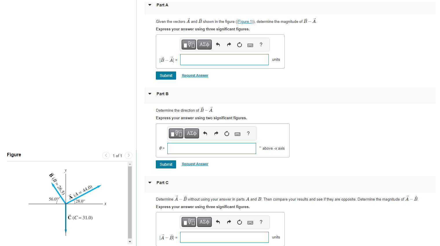 Solved Given the vectors A and B shown in the figure | Chegg.com