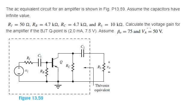 Solved The ac equivalent circuit for an amplifier is shown | Chegg.com