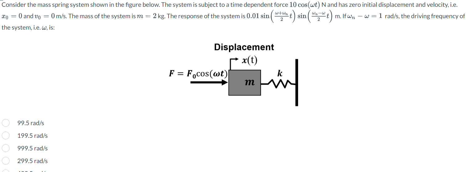 Solved Consider The Mass Spring System Shown In The Figure 3588