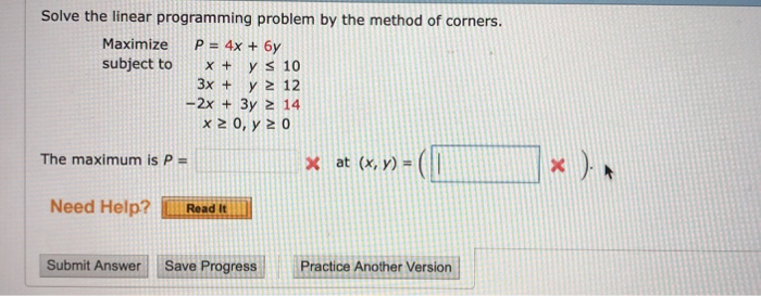 Solved Solve the linear programming problem by the method of | Chegg.com