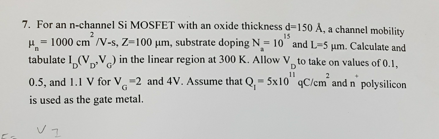 2 15 7 For An N Channel Si Mosfet With An Oxide T Chegg Com