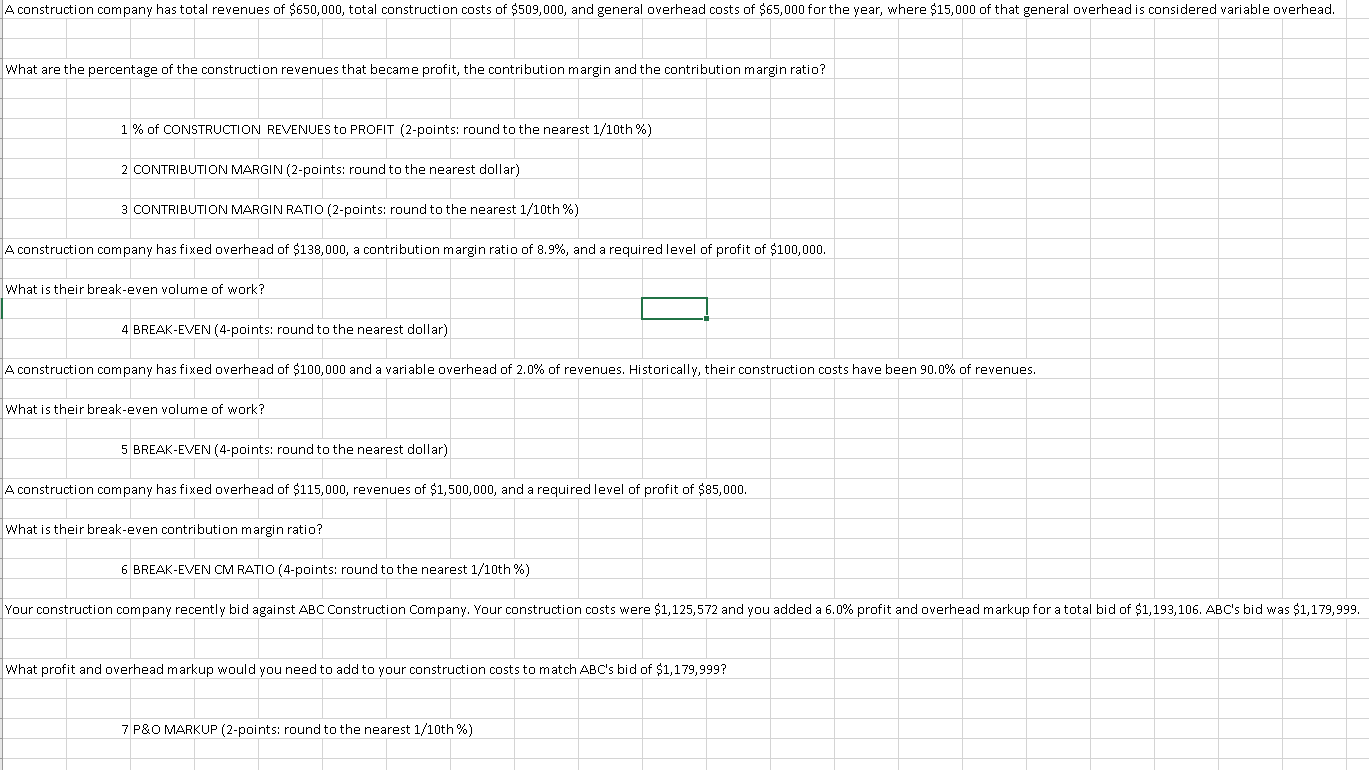 Solved A construction company has total revenues of | Chegg.com