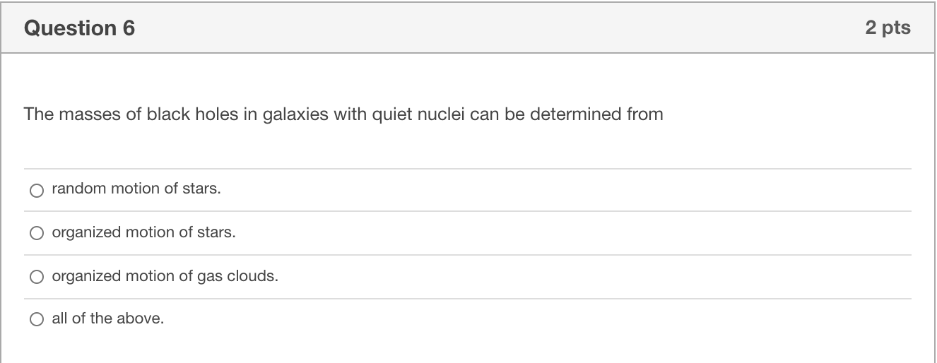 Solved Question 6 2 pts The masses of black holes in | Chegg.com