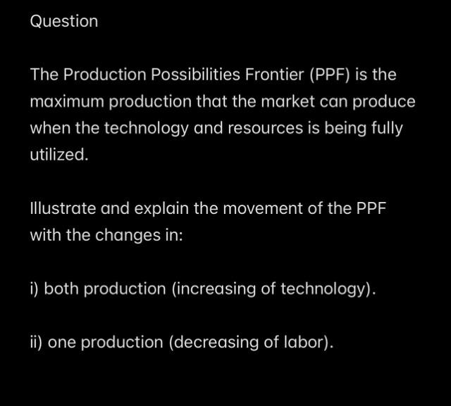Solved Question The Production Possibilities Frontier (PPF) | Chegg.com