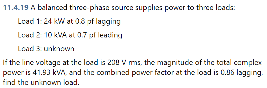 Solved 11.4.19 A Balanced Three-phase Source Supplies Power | Chegg.com