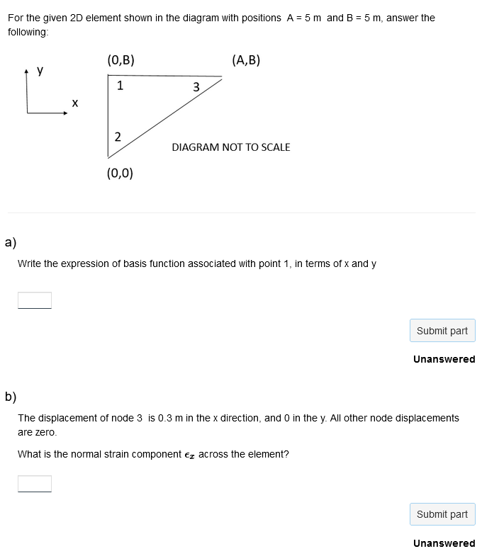 Solved For the given 2D element shown in the diagram with | Chegg.com