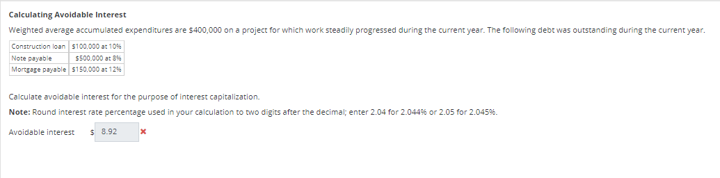 Solved Calculating Avoidable Interest Weighted Average | Chegg.com