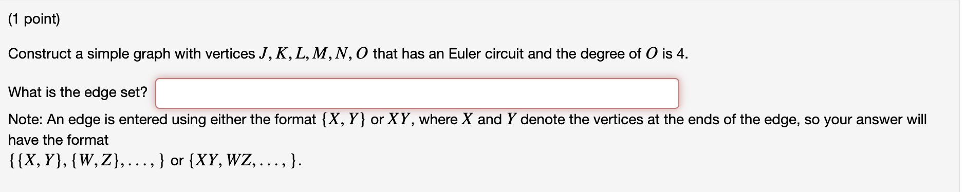 Solved 1 Point Construct A Simple Graph With Vertices J Chegg Com