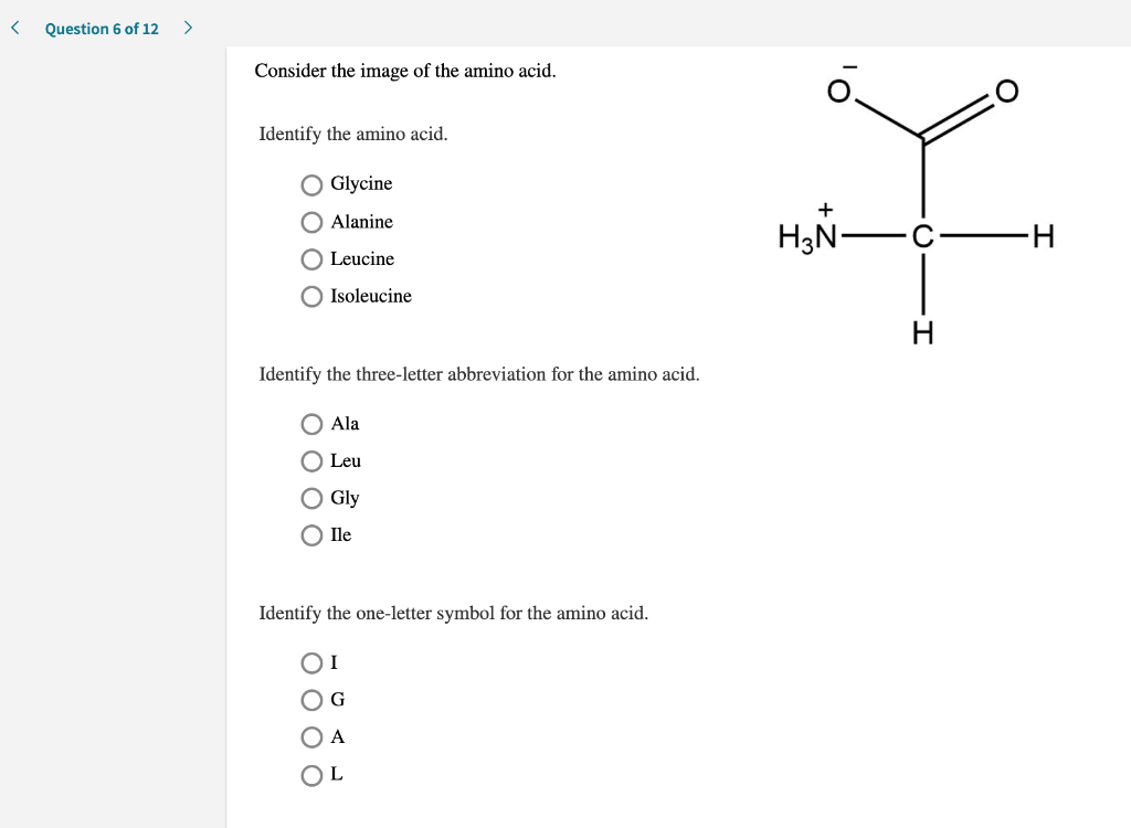Solved Question 5 of 12 The structure of an amino acid is | Chegg.com