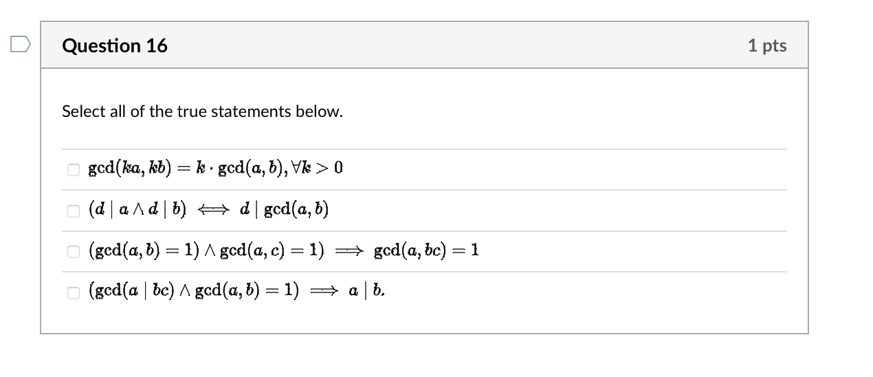 Solved Select All Of The True Statements Below. | Chegg.com