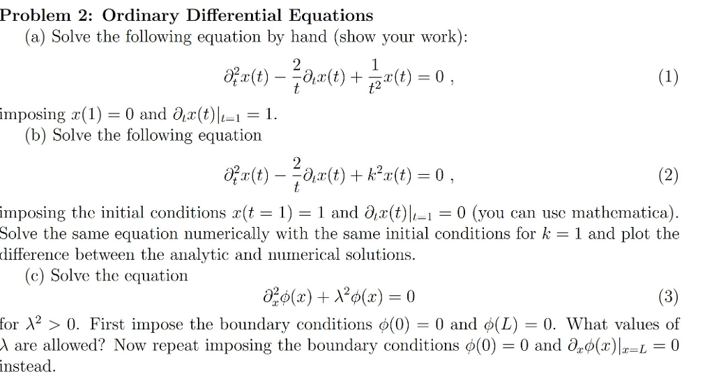 Solved Problem 2: Ordinary Differential Equations (a) Solve | Chegg.com