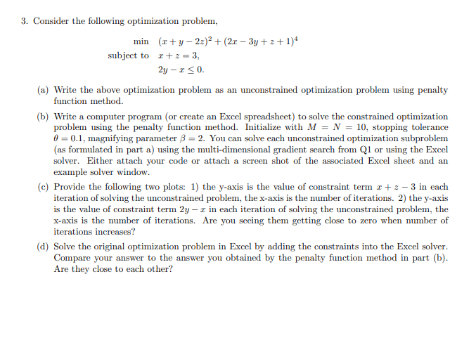 Solved 3. Consider The Following Optimization Problem, Min | Chegg.com