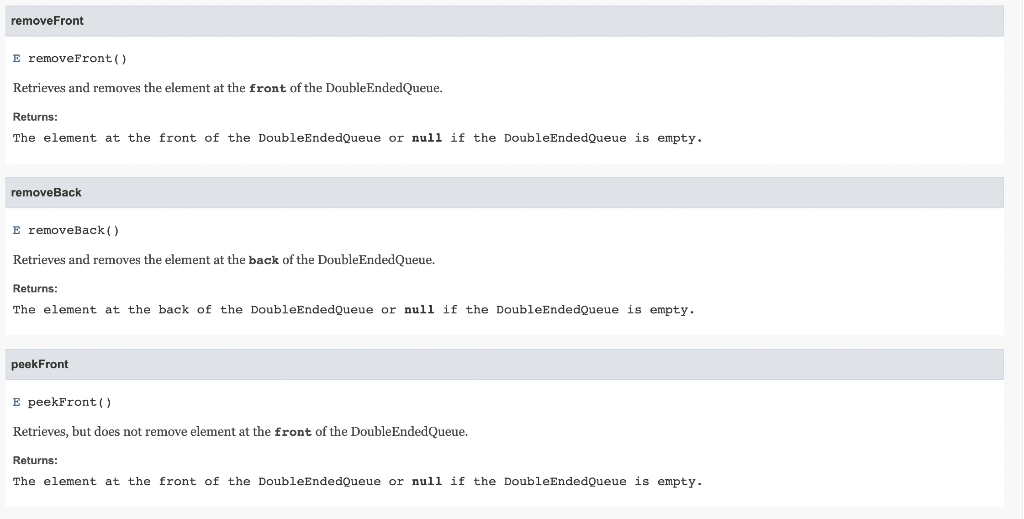 Solved You will write the DoubleEndedQueue.java class which | Chegg.com