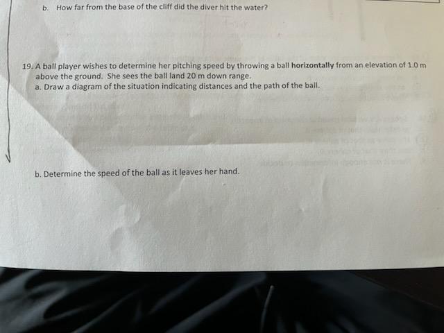 Solved b. How far from the base of the cliff did the diver | Chegg.com