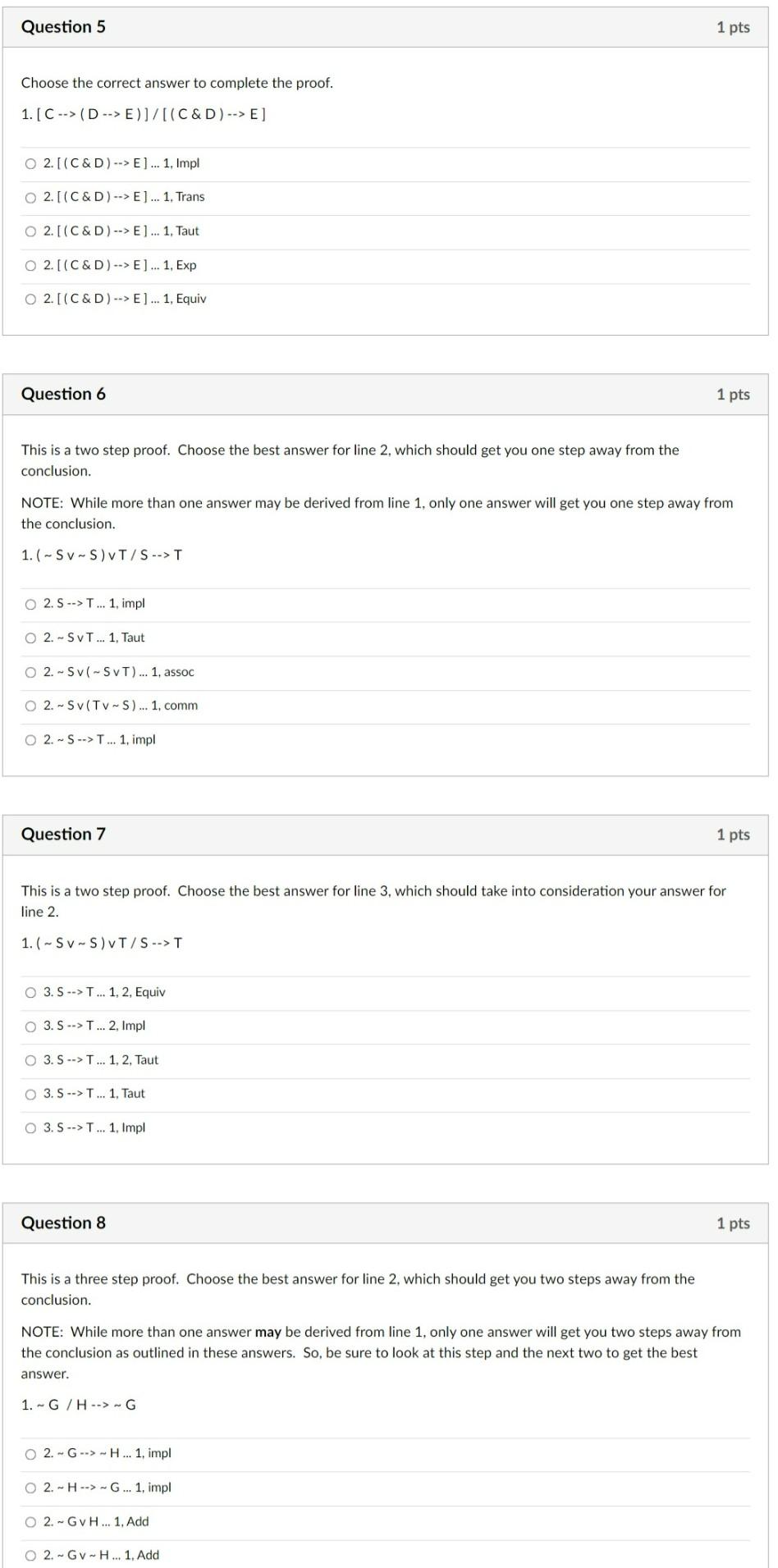Solved Question 5 1 pts Choose the correct answer to | Chegg.com