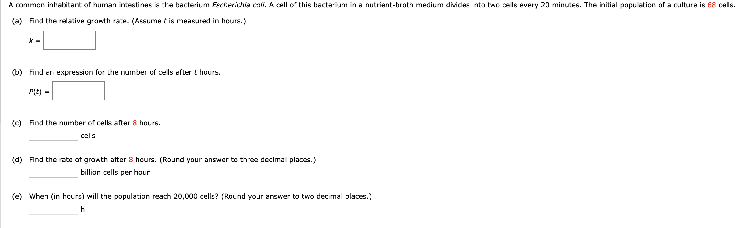 Solved (a) Find The Relative Growth Rate. (Assume T Is | Chegg.com