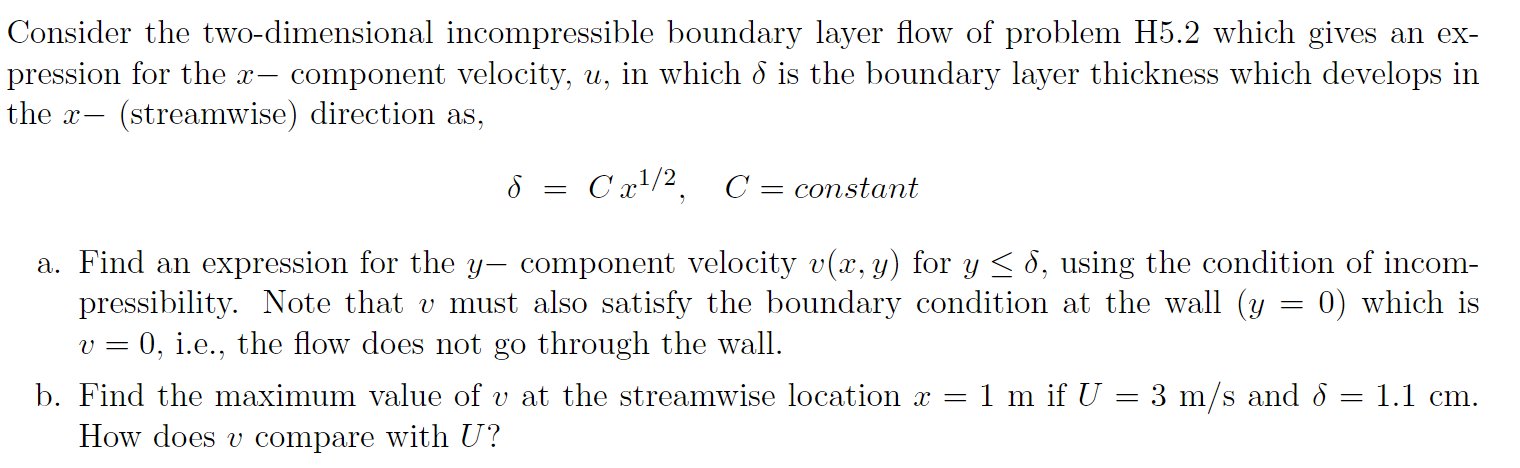 Solved Consider the two-dimensional incompressible boundary | Chegg.com