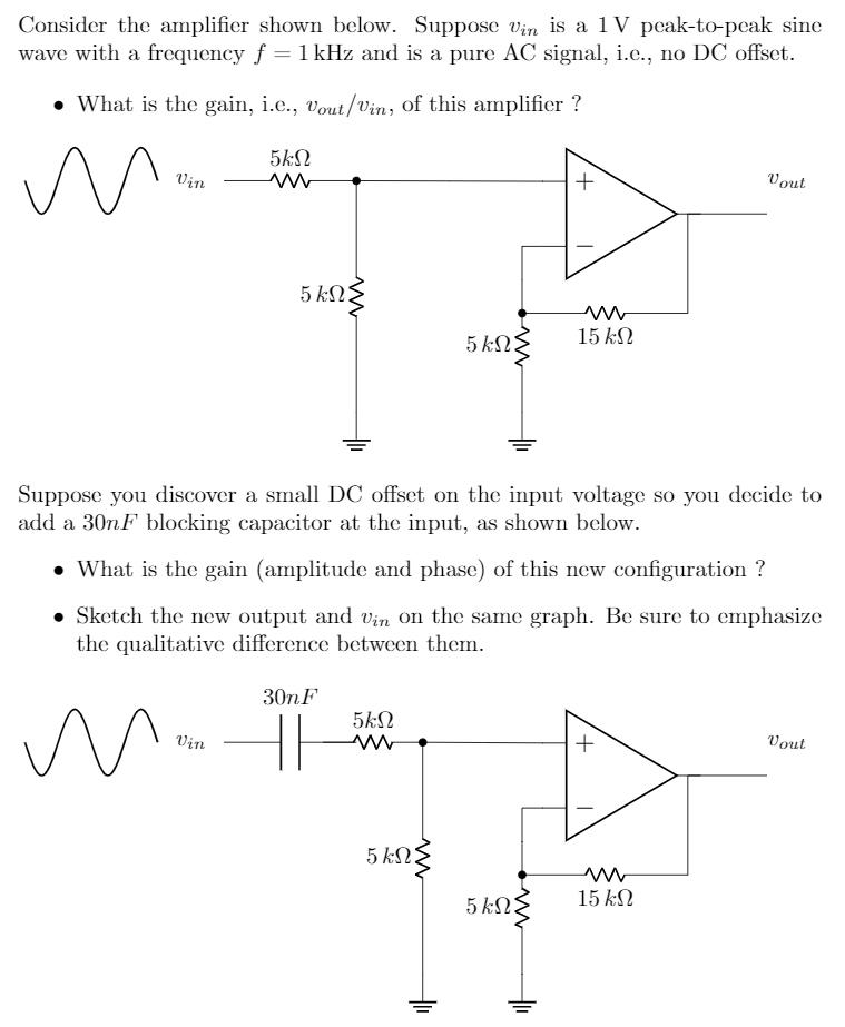 Solved Consider the amplifier shown below. Suppose Vin is a | Chegg.com