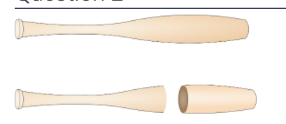 Solved A baseball bat is cut into two pieces at its centre | Chegg.com