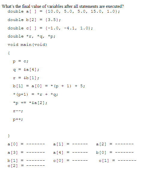 Solved What's the final value of variables after all | Chegg.com