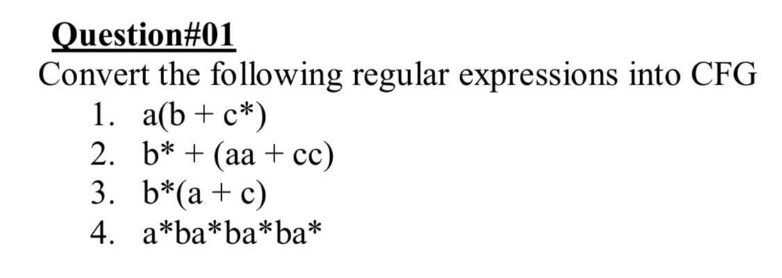 Question#01 Convert The Following Regular Expressions | Chegg.com