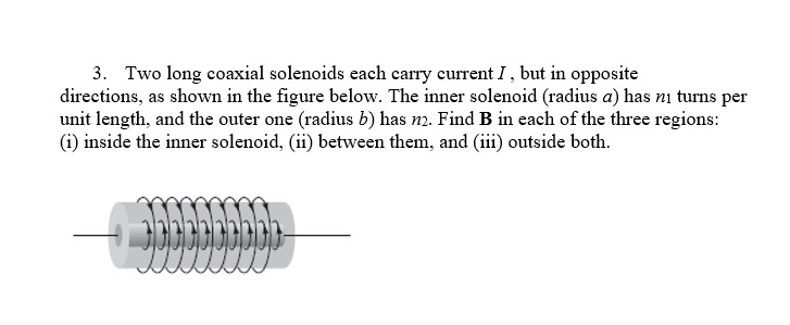 Solved 3. Two long coaxial solenoids each carry current I, | Chegg.com