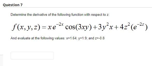 derivative of x y with respect to z