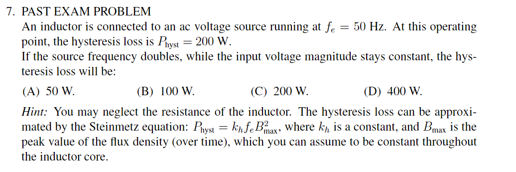 Solved PAST EXAM PROBLEMAn inductor is connected to an ac | Chegg.com
