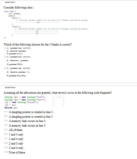 Solved QUESTION 7 Consider Following Class : Which Of The | Chegg.com