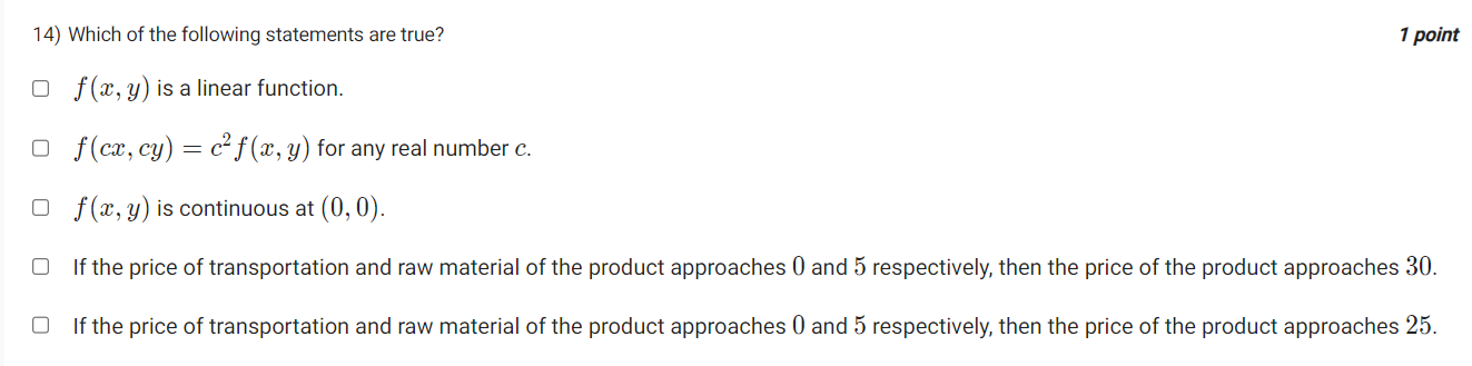 Solved 14) Which of the following statements are true? 1 | Chegg.com