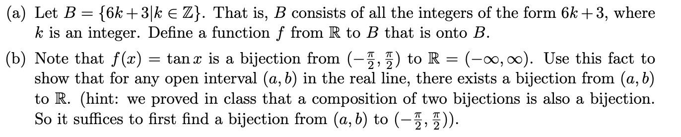 Solved (a) Let B={6k+3∣k∈Z}. That Is, B Consists Of All The | Chegg.com