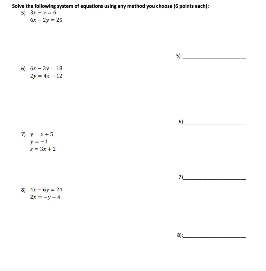 Solved Solve the following system of equations using any | Chegg.com