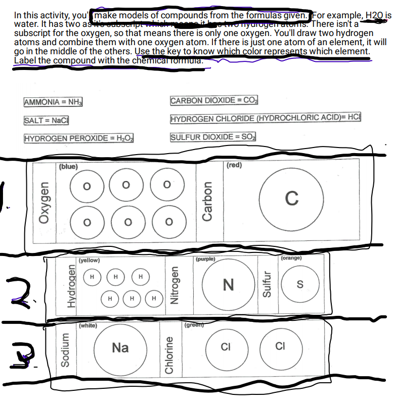 Solved Make models of compound from formulas given. Label
