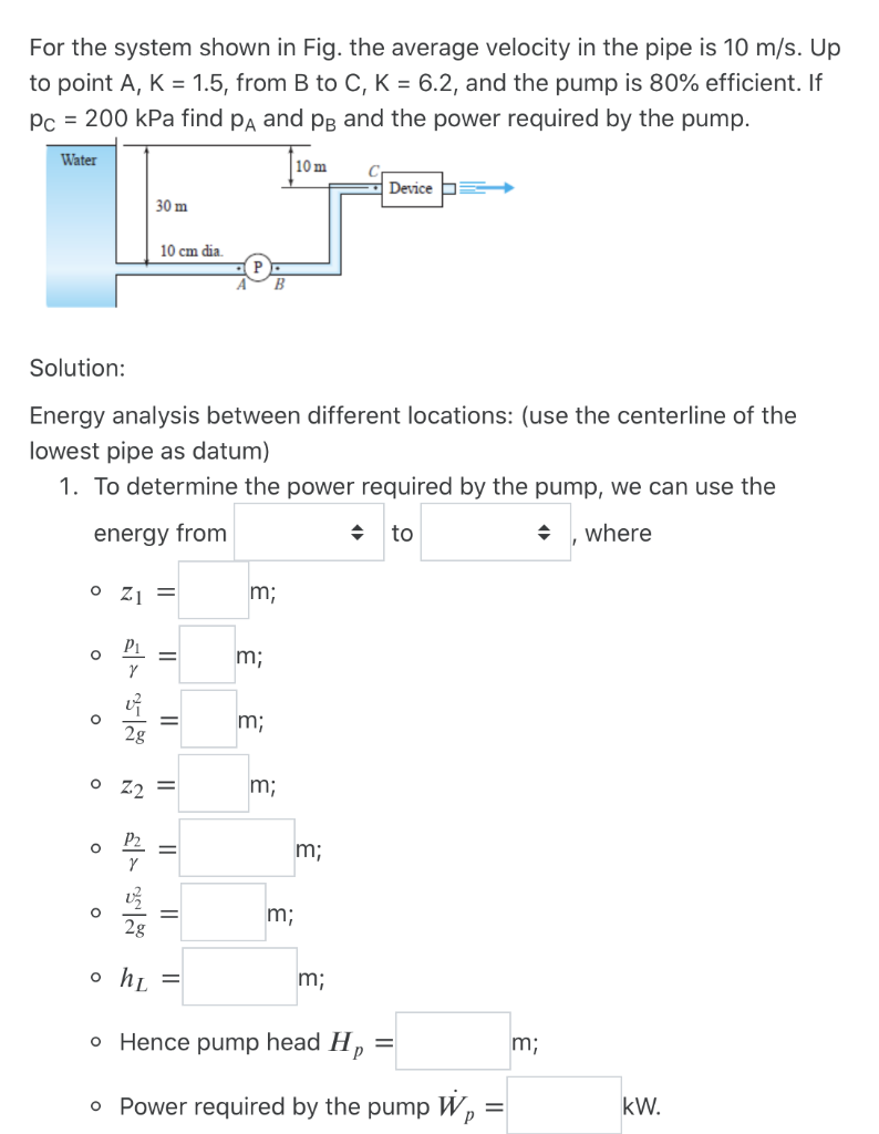 Solved For the system shown in Fig. the average velocity in | Chegg.com