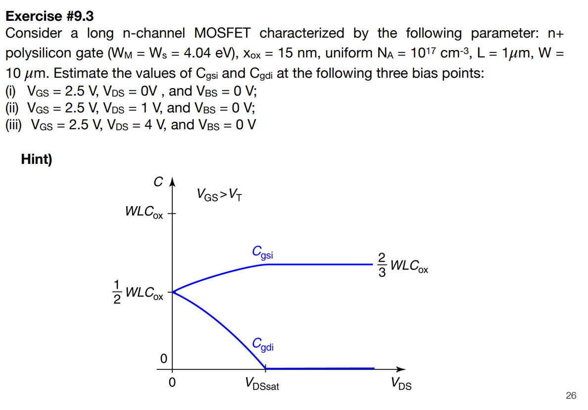 Solved Exercise 9.3Consider a long nchannel MOSFET
