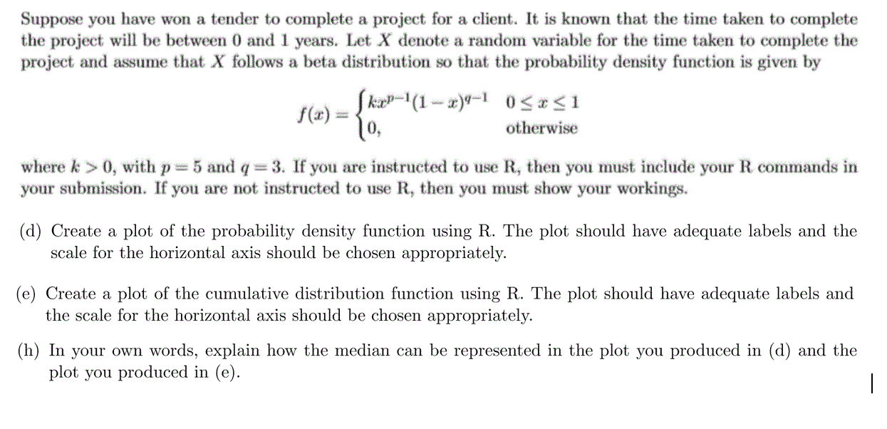 Solved Suppose You Have Won A Tender To Complete A Projec Chegg Com