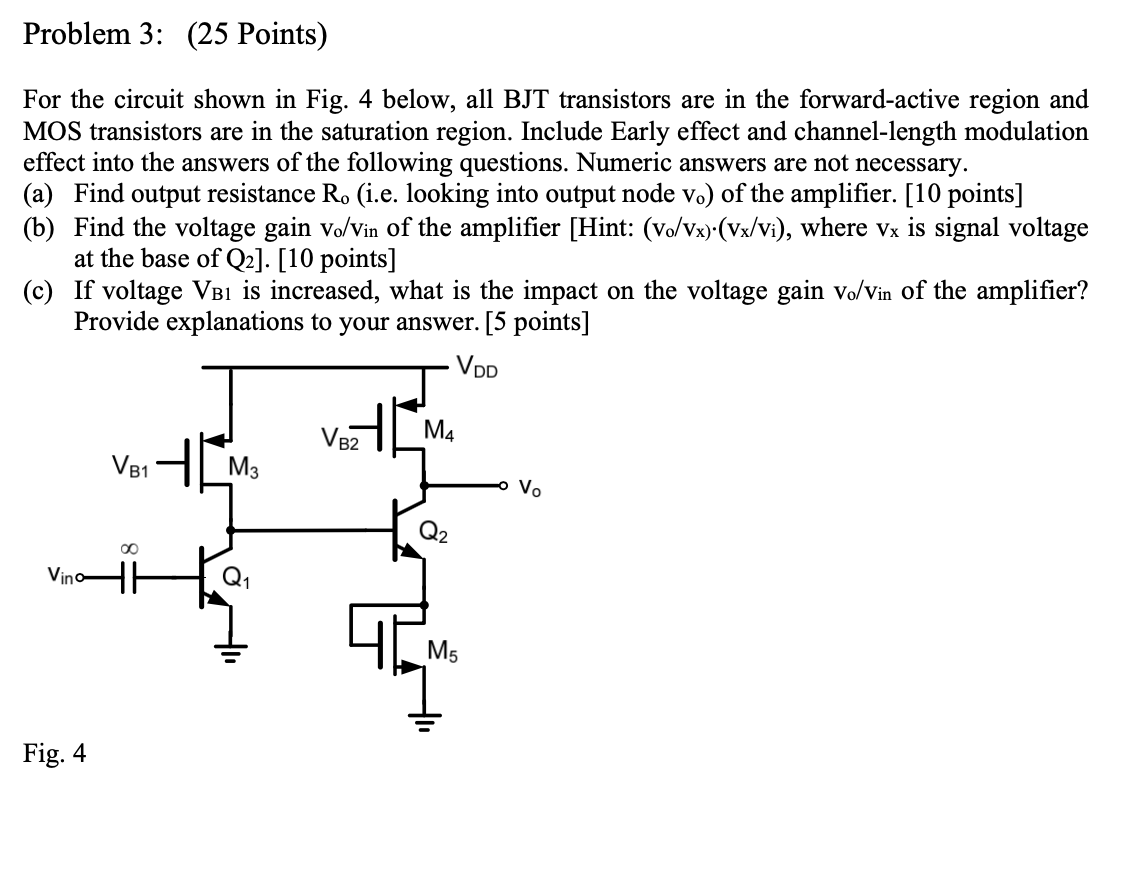 Problem 3: (25 Points) For the circuit shown in Fig. | Chegg.com