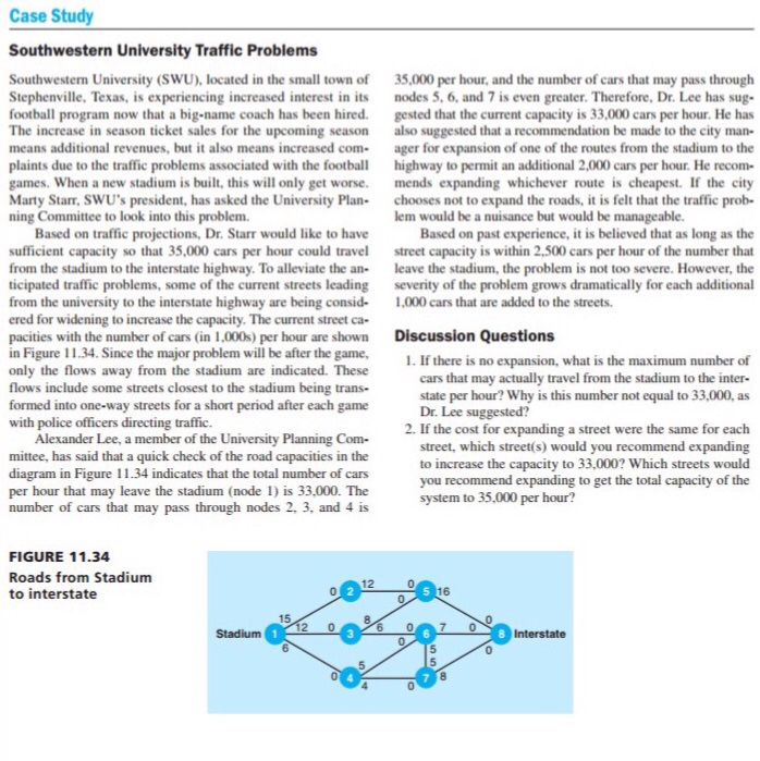 Solved Case Study Southwestern University Traffic Problems | Chegg.com