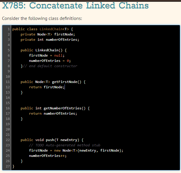 Solved X785: Concatenate Linked Chains Consider the | Chegg.com