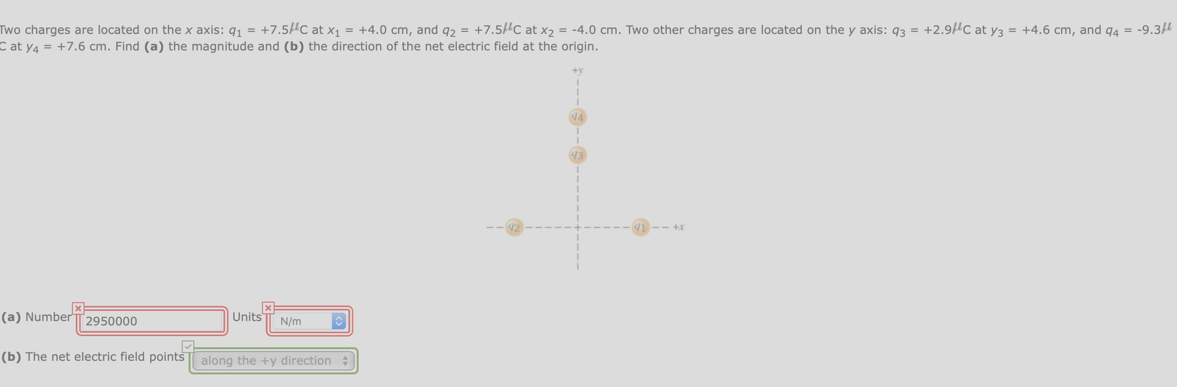Solved Two charges are located on the x axis: 91 = +7.5/C at | Chegg.com