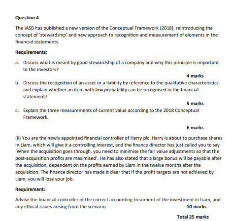 Solved Question 4 The IASB has published a new version of | Chegg.com