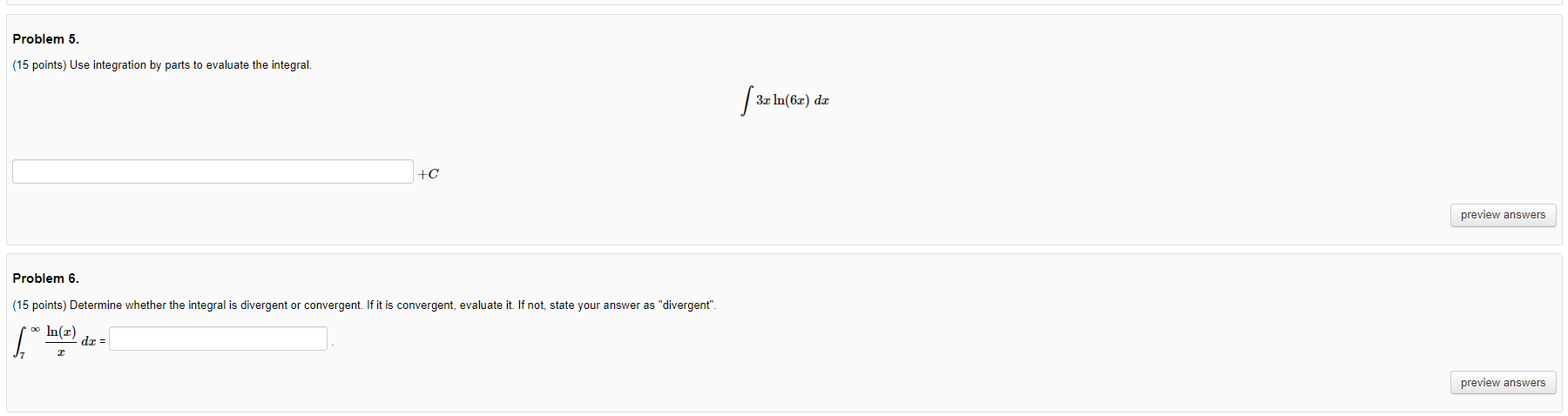 Solved Problem 5. (15 points) Use integration by parts to | Chegg.com