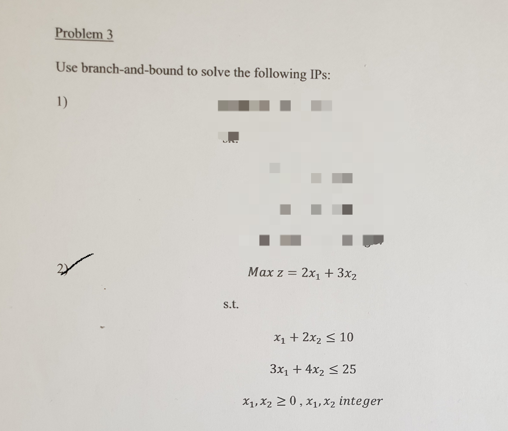 Solved Problem 3 Use branch-and-bound to solve the following | Chegg.com