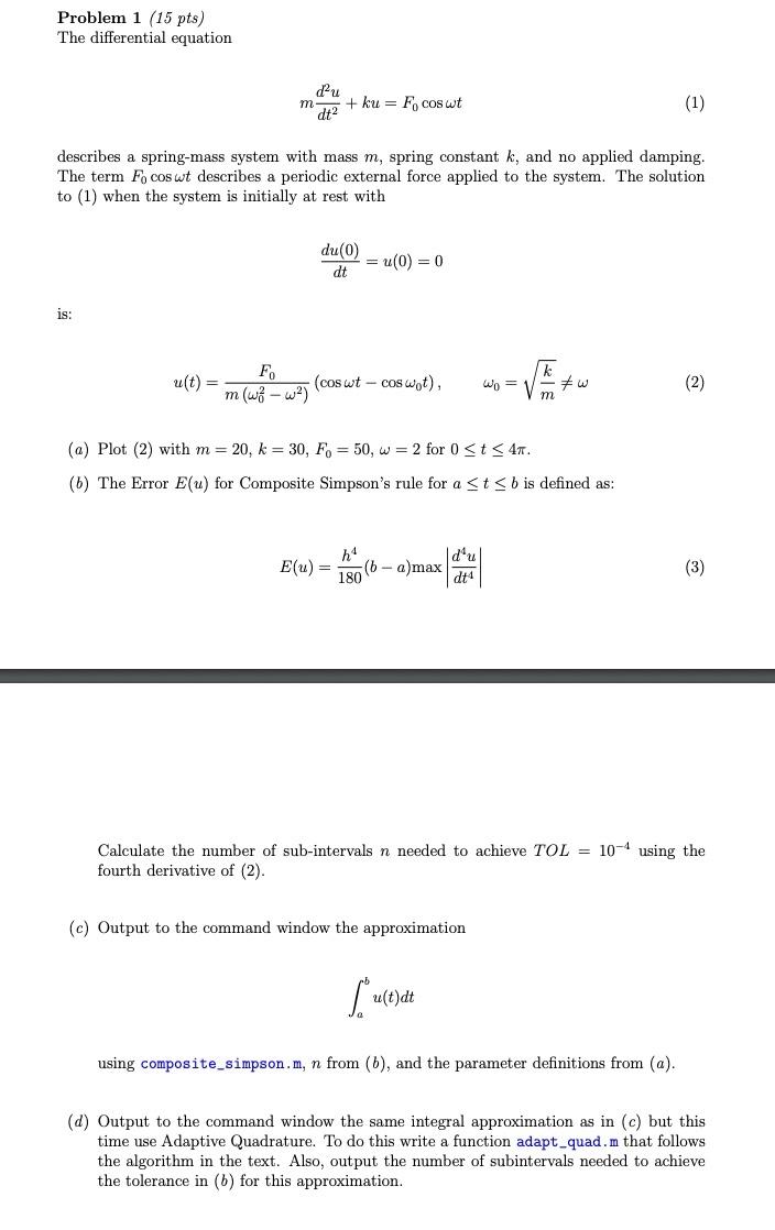 Problem 1 (15 pts) The differential equation | Chegg.com