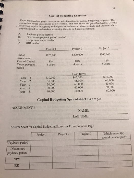 Solved MODULE VIII: CAPITAL BUDGETING INTRODUCTION Capital | Chegg.com