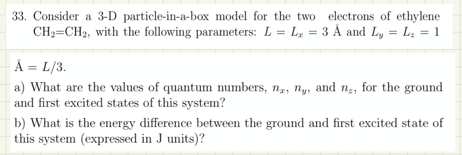 Solved 33 Consider A 3 D Particle In A Box Model For The Chegg Com