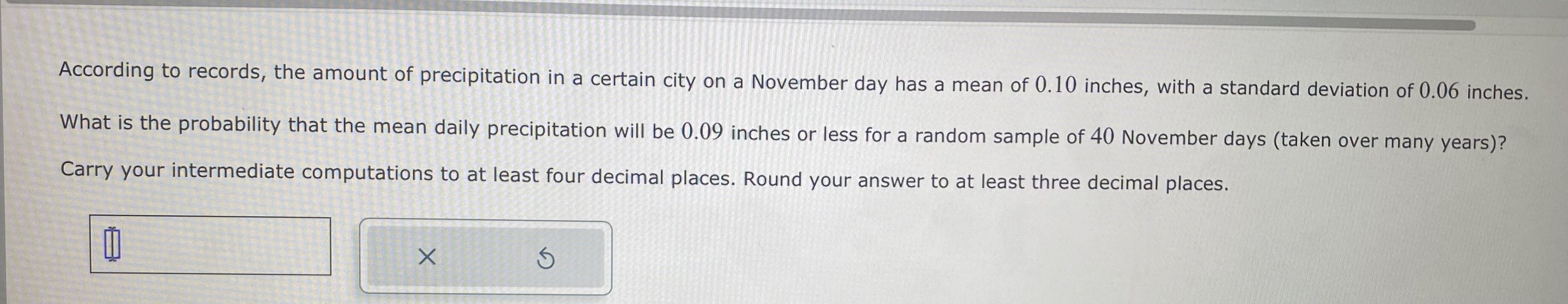 Solved According to records, the amount of precipitation in | Chegg.com